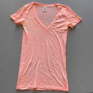 Victoria Secret PINK V neck Coral Pink Tee